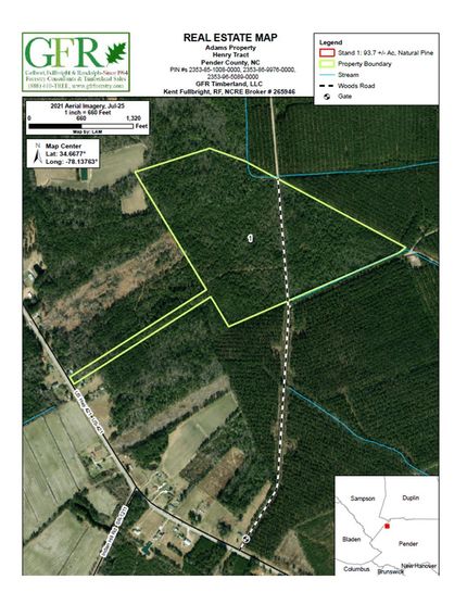 Land for sale in Pender County, North Carolina