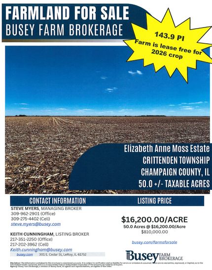 Land for sale in Champaign County, Illinois