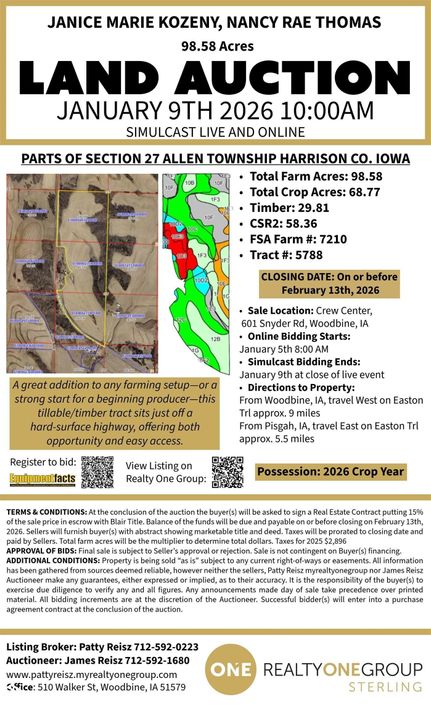 Land for sale in Harrison County, Iowa
