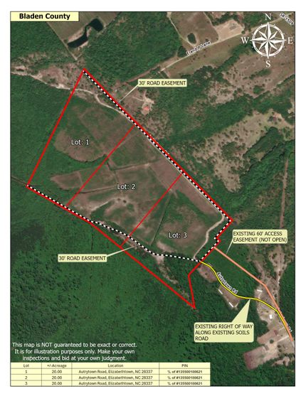 Land for sale in Bladen County, North Carolina