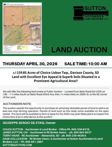 Undeveloped Land for sale in Davison County, South Dakota