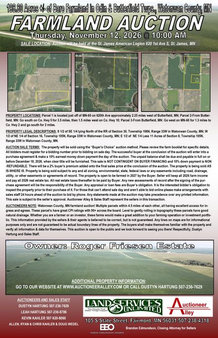 Land for sale in Watonwan County, Minnesota