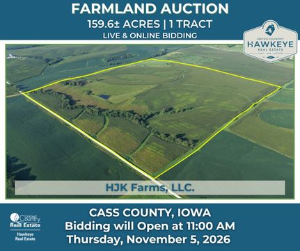 Land for sale in Cass County, Iowa