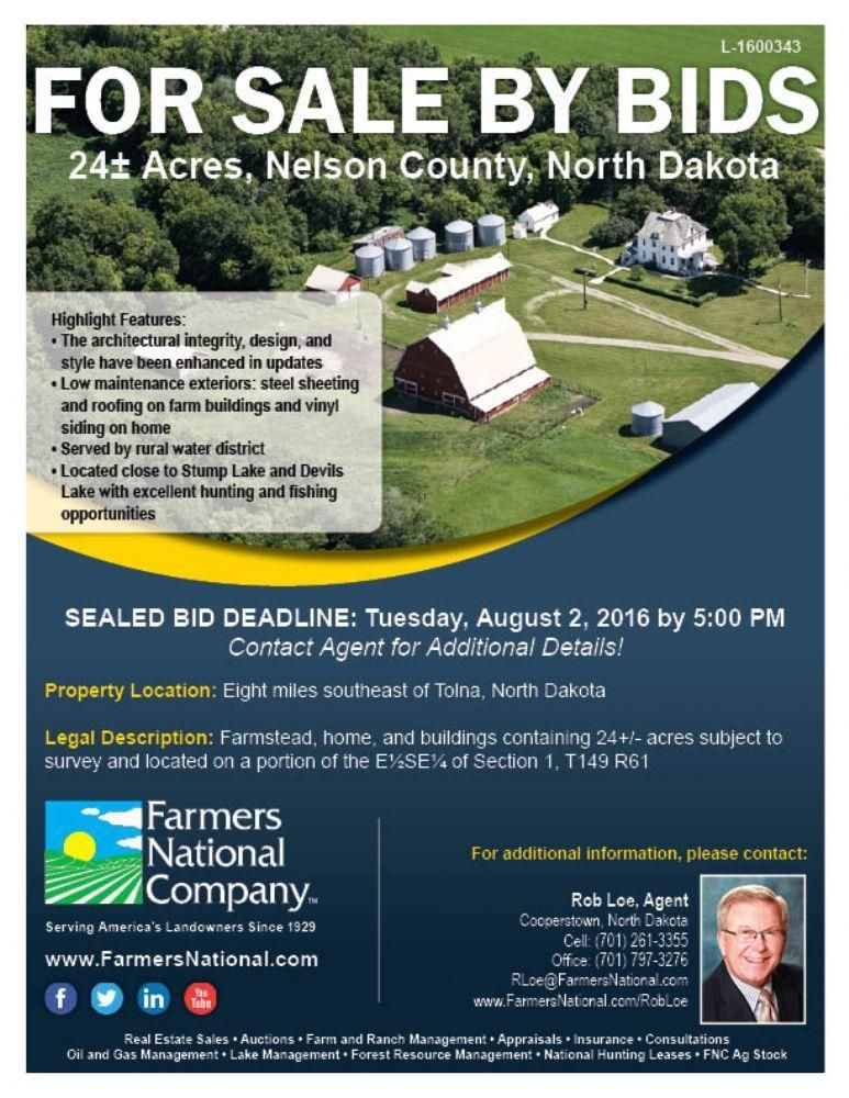 Tolna, Nelson County, ND Farms and Ranches for sale Property ID