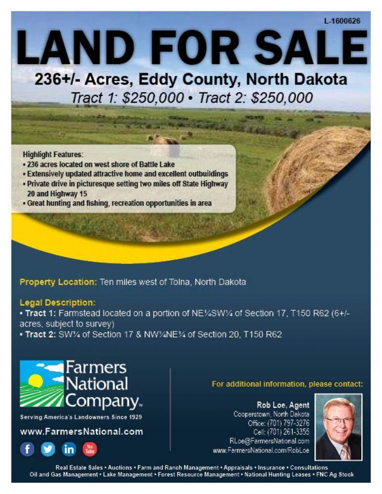 Tolna, Eddy County, ND Farms and Ranches for sale Property ID