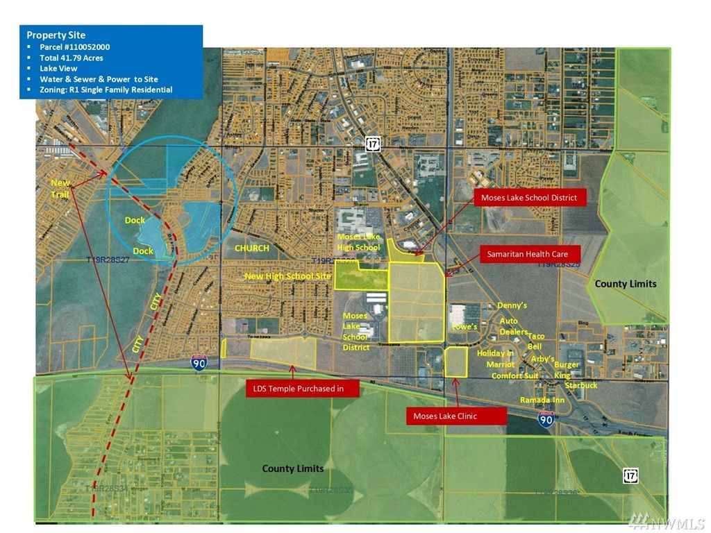 Moses Lake, Grant County, WA Undeveloped Land, Lakefront Property