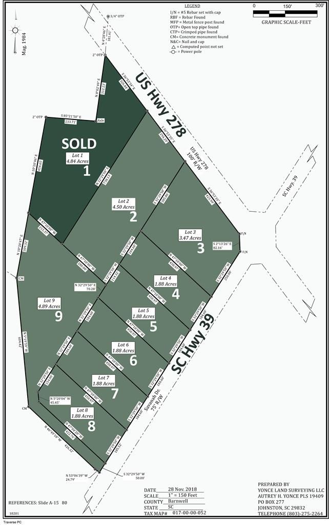 Williston, Barnwell County, SC Undeveloped Land, Homesites for sale