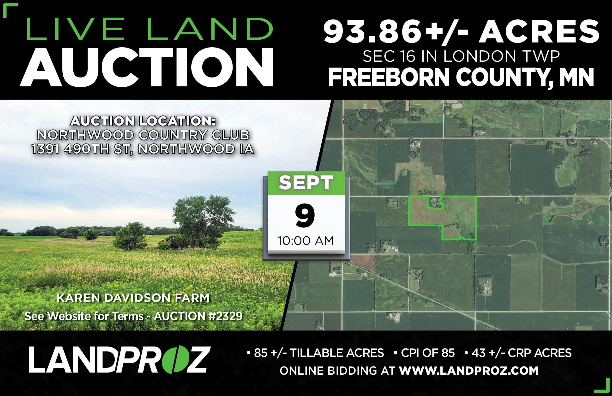 Myrtle, Freeborn County, MN Farms and Ranches for auction Property ID