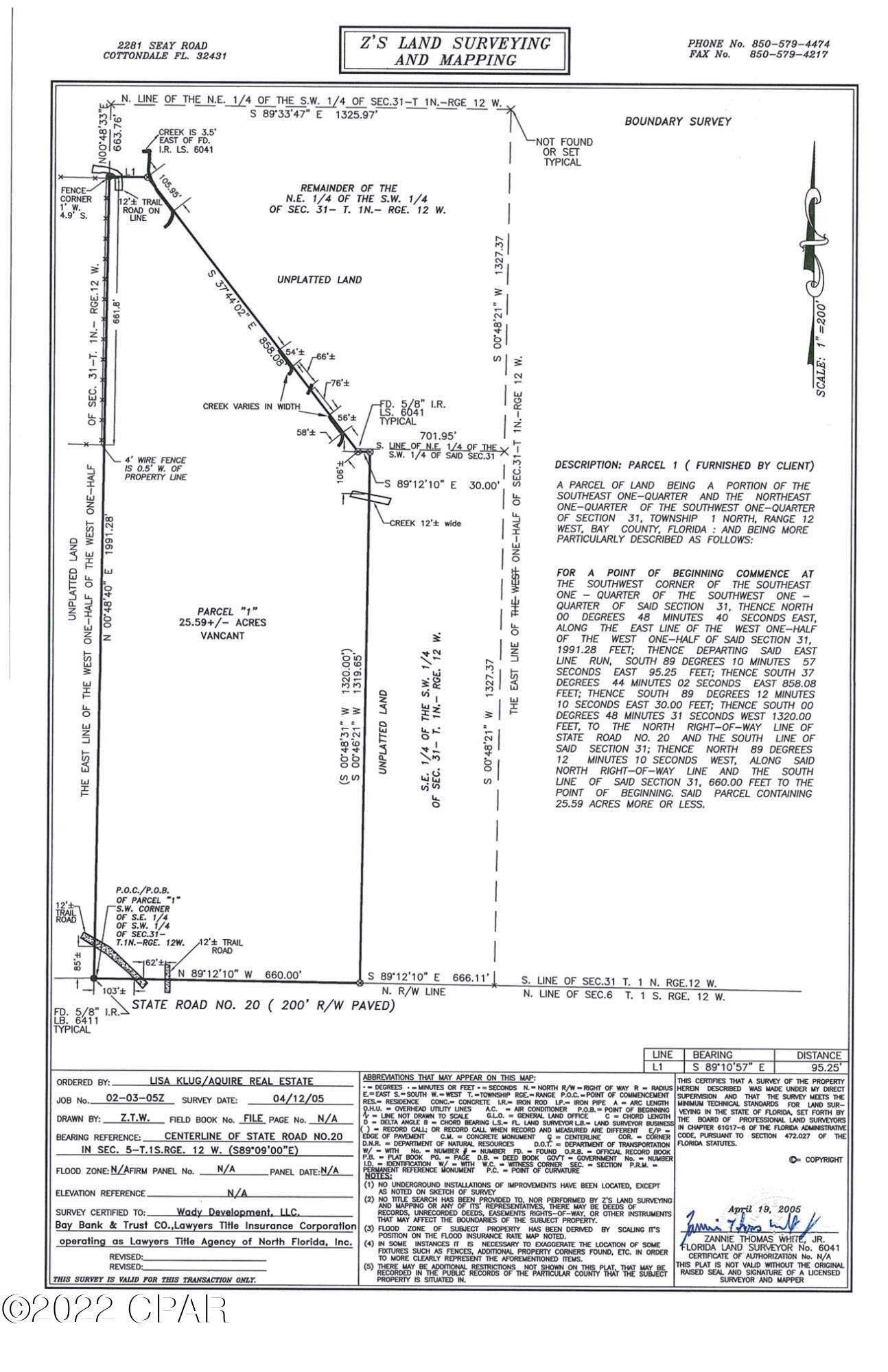 Youngstown, Bay County, FL Undeveloped Land, Lakefront Property