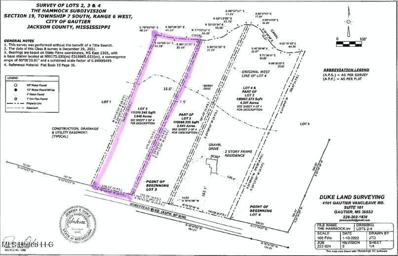 Gautier, Jackson County, MS Undeveloped Land, Lakefront Property