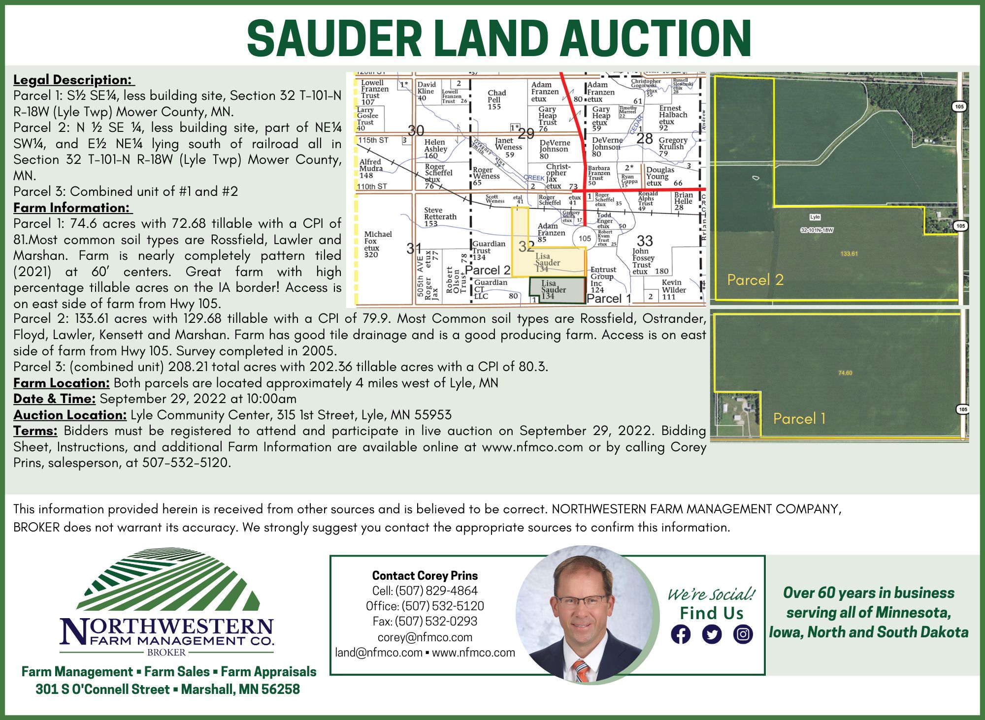Lyle, Mower County, MN Farms and Ranches for auction Property ID