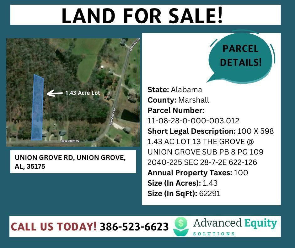 Union Grove, Marshall County, AL Homesites for sale Property ID