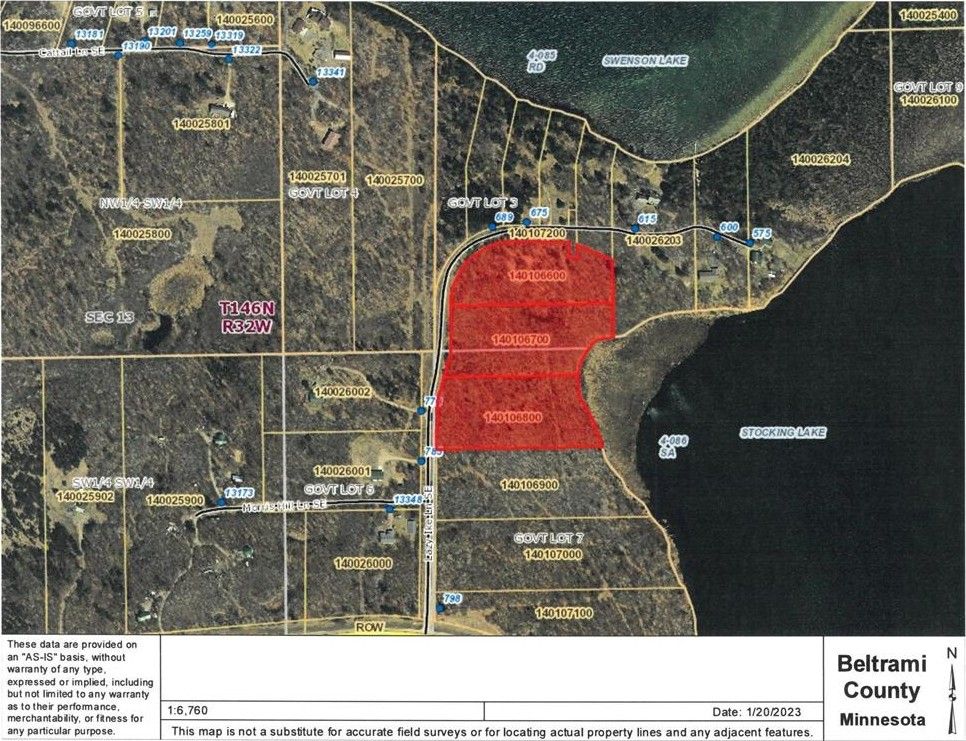 Bemidji, Beltrami County, MN Undeveloped Land, Lakefront Property