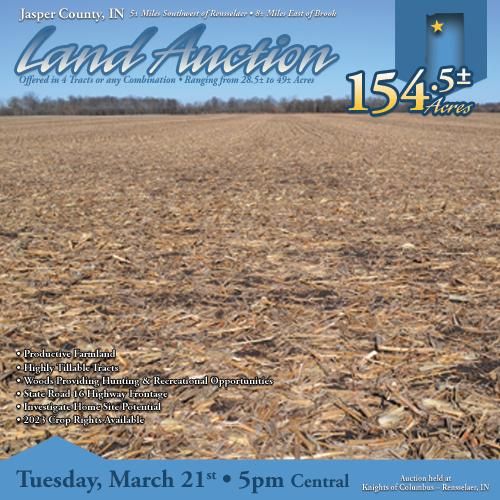 Rensselaer, Jasper County, IN Farms and Ranches, Undeveloped Land for auction Property ID