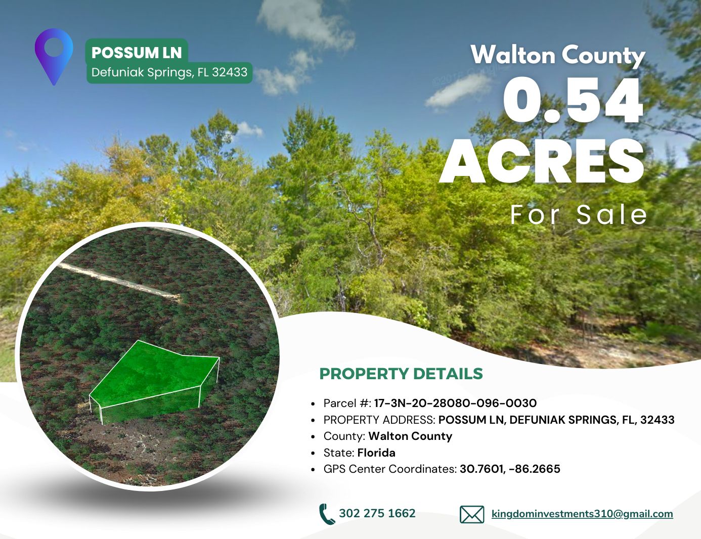 Defuniak Springs, Walton County, FL Homesites for sale Property ID