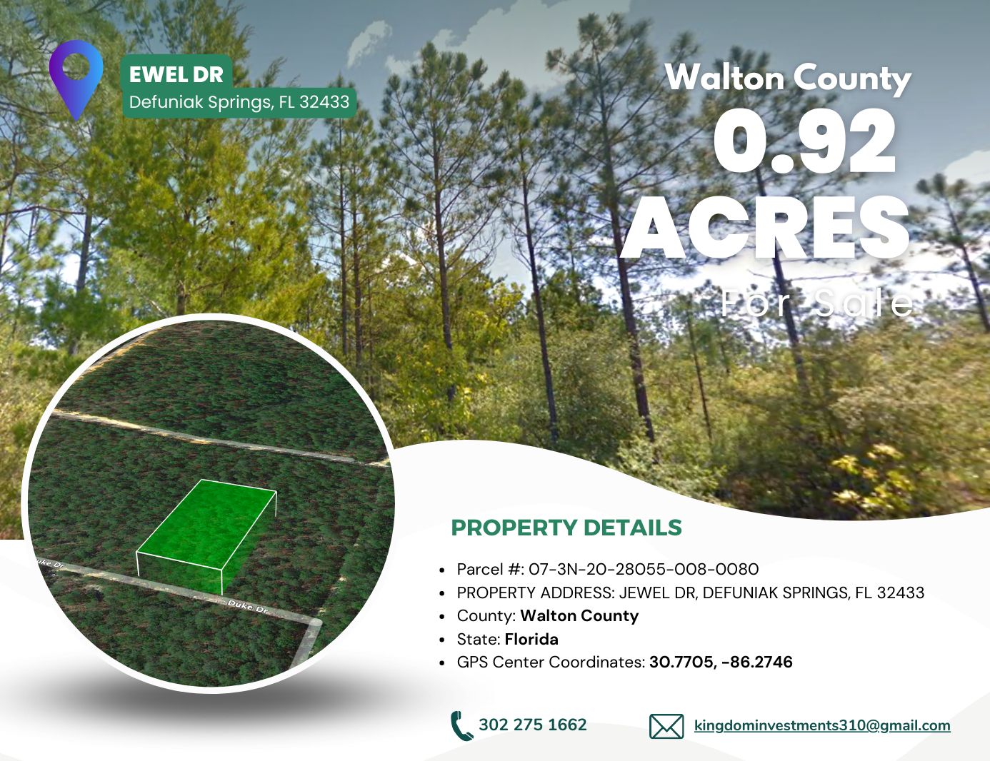 Defuniak Springs, Walton County, FL Homesites for sale Property ID