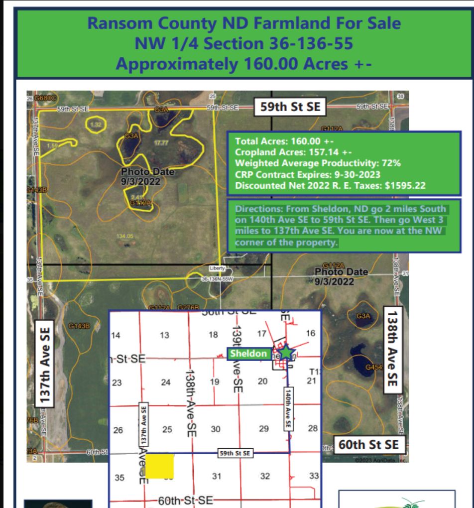 160 acres in Sheldon, ND, 58068 LandWatch