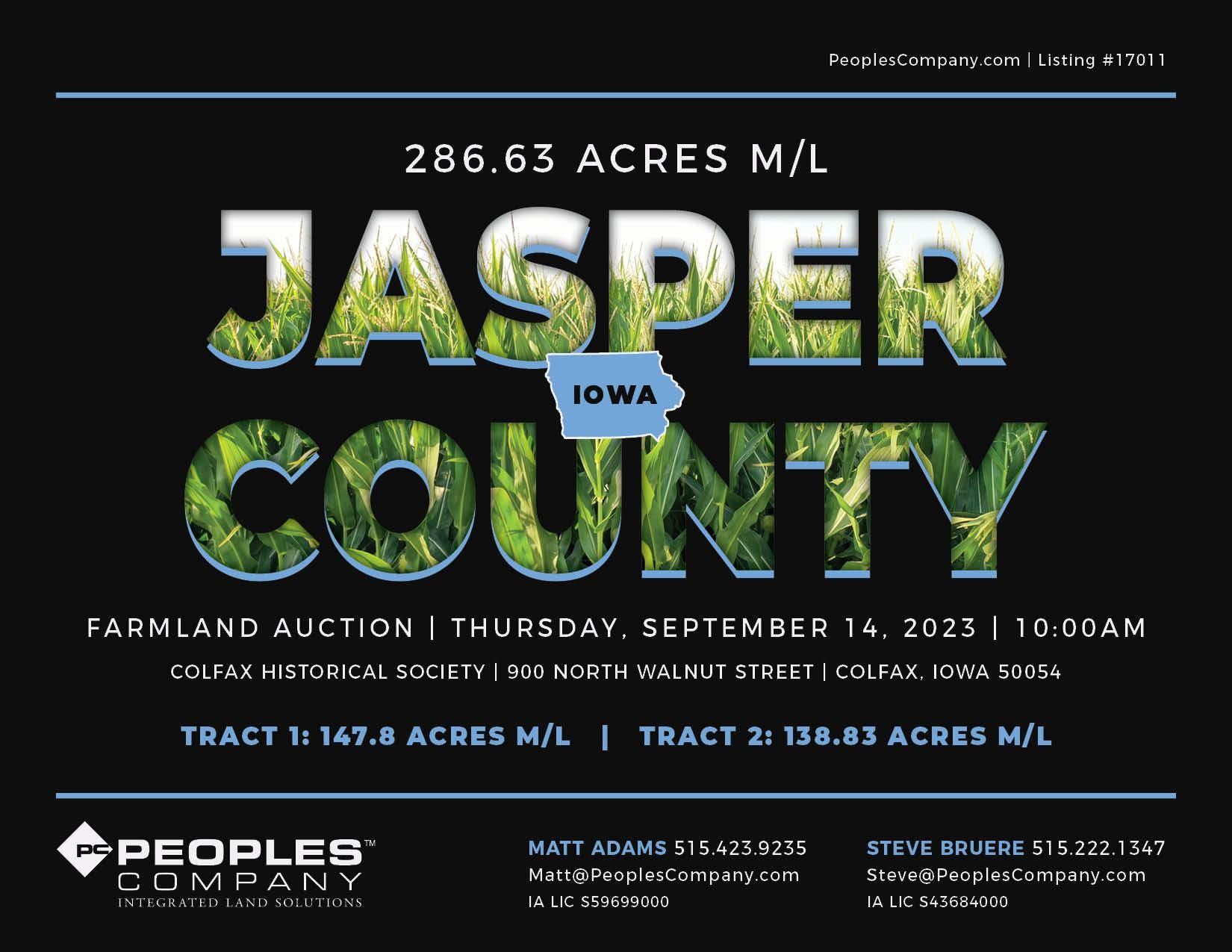 Colfax, Jasper County, IA Farms and Ranches for auction Property ID