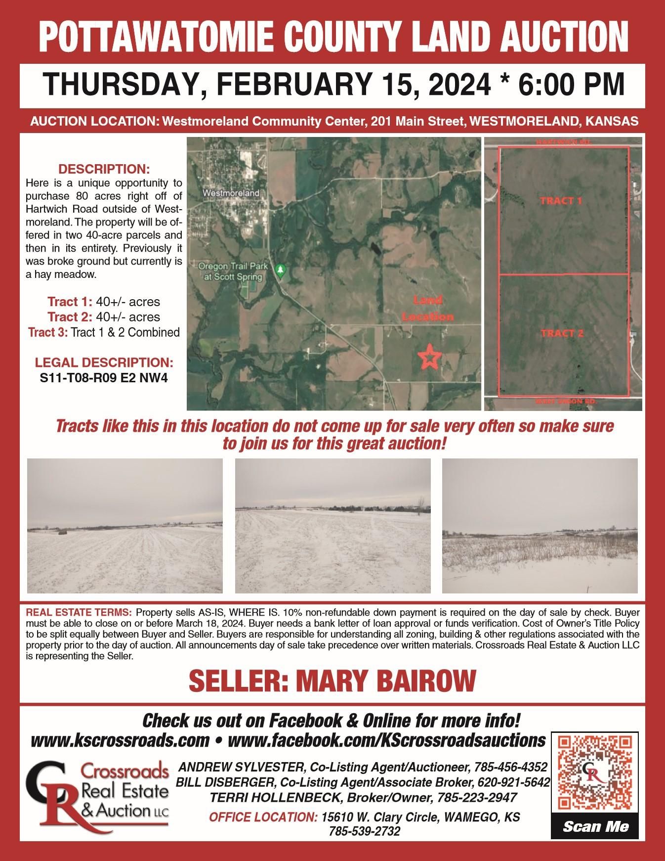 Westmoreland, Pottawatomie County, KS Farms and Ranches, Undeveloped