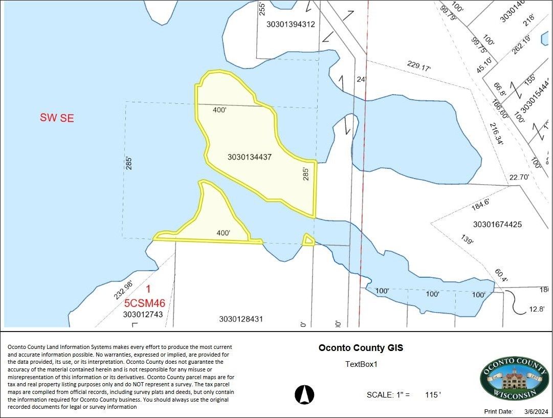 Pound, Oconto County, WI Undeveloped Land, Lakefront Property