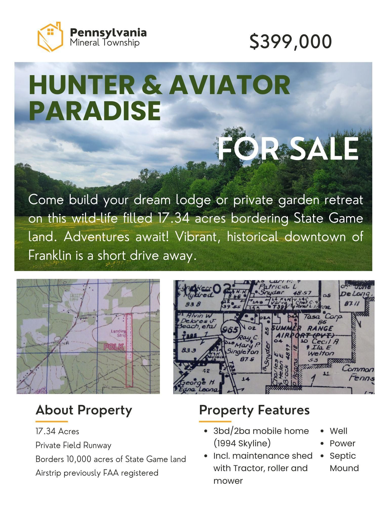 Polk, Venango County, PA Recreational Property, Hunting Property, House