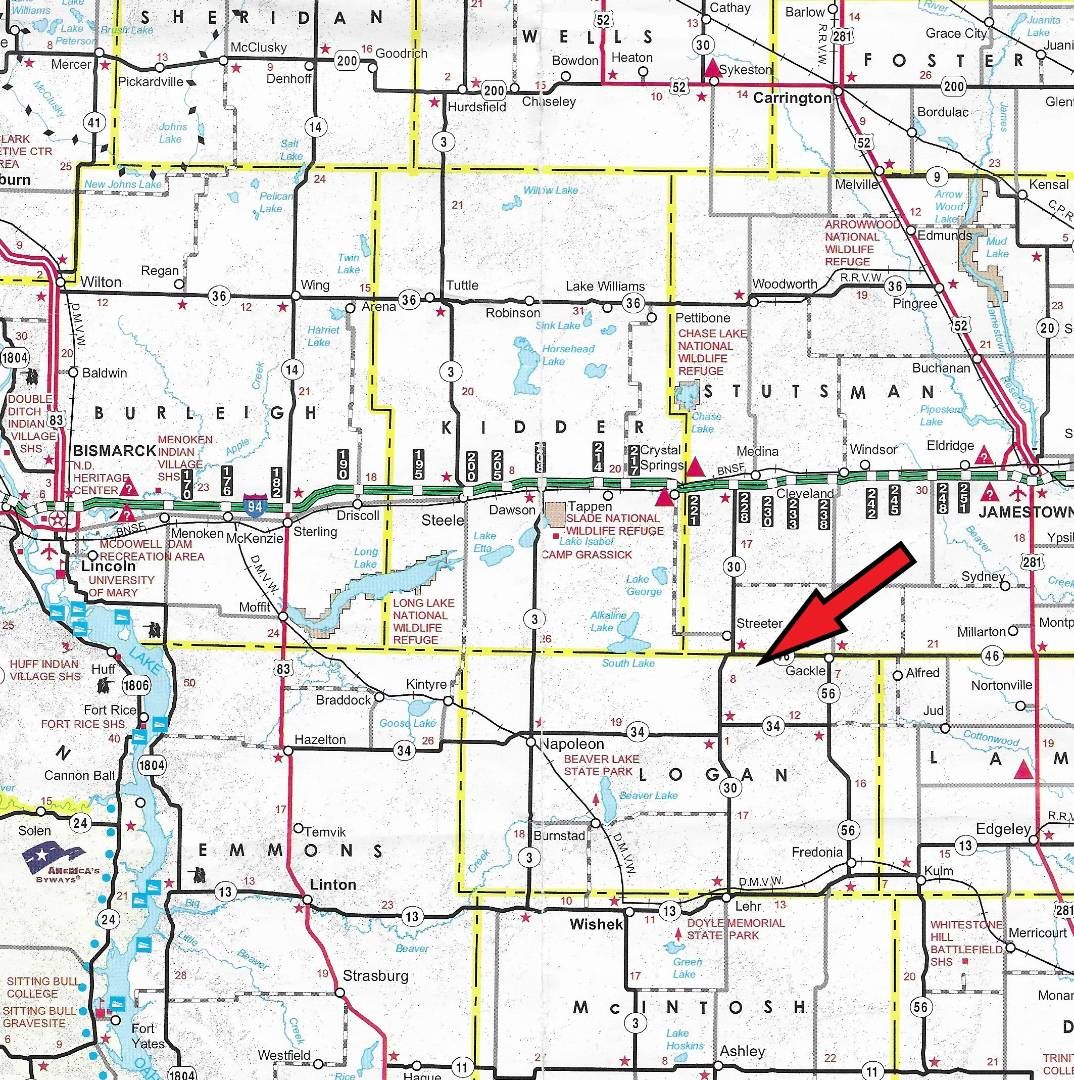 Gackle, Logan County, ND Undeveloped Land, Lakefront Property